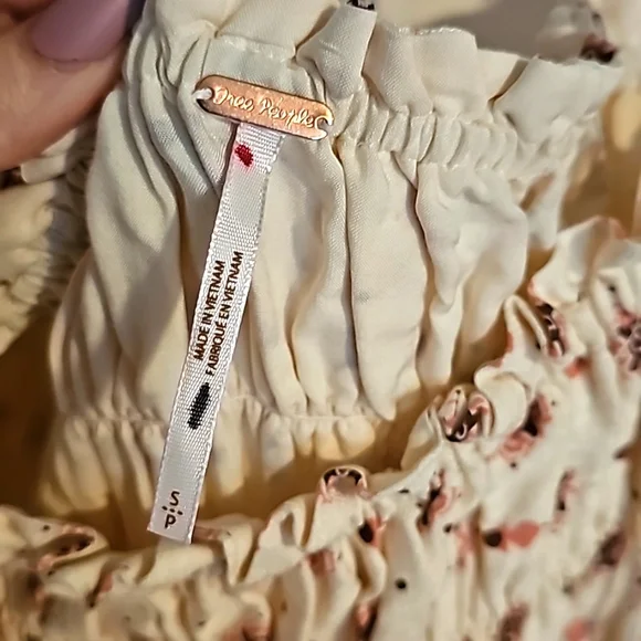 NWOT Free People Clementina Ivory Combo Smocked Bodice Mini Dress Size S - Picture 4 of 9